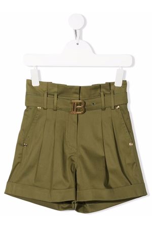 Bermuda sartoriali in cotone verde BALMAIN PARIS KIDS | 6Q6039G0019K719
